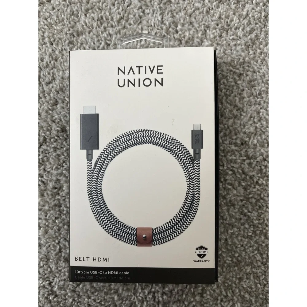 Native Union - USB C‎ to HDMI 4K Video Cable Adapter - 10ft - Zebra